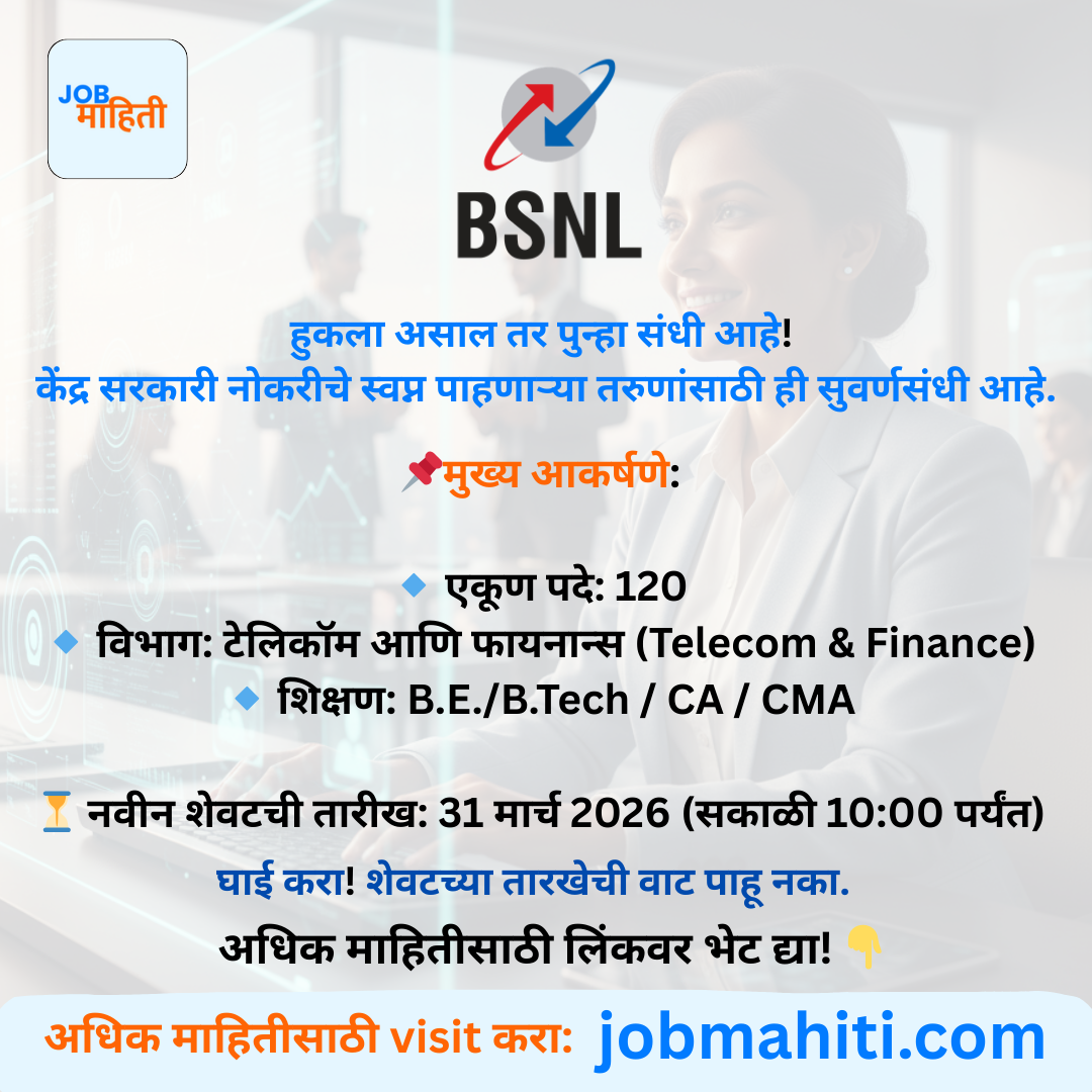 BSNL भरती 2026: मुदतवाढ